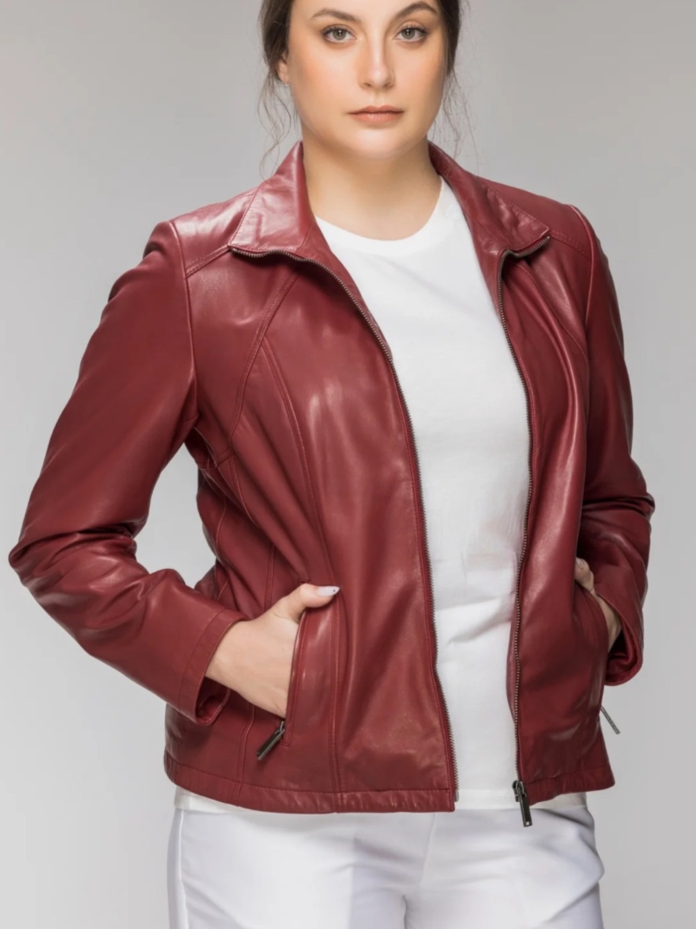 Danier Deep Red Women's Leather Bomber Jacket NWT